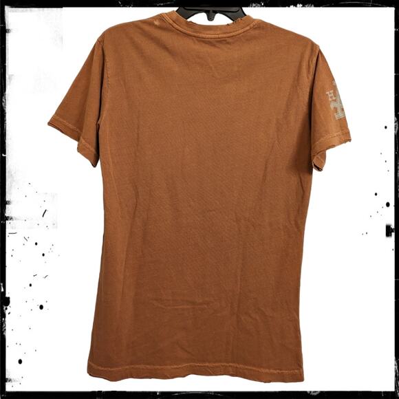 AFFLICTION American Customs Hell on Wheels Winged Skull T-Shirt Orange Men's S - Picture 2 of 7